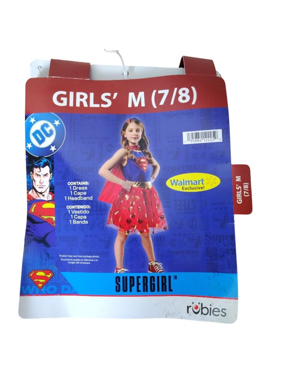 Supergirl Costume Girls M 7 8 Dress Cape Headband DC Comics Rubies New